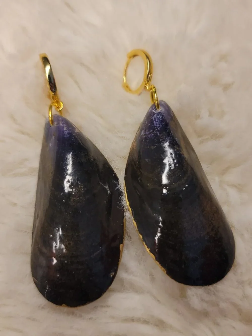 Handmade Green & Pink Mussel Shell Earrings